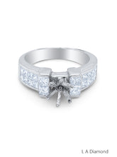 18K White Gold Diamond Princess Cut Semi-Mount Engagement Ring (1.20 ct)